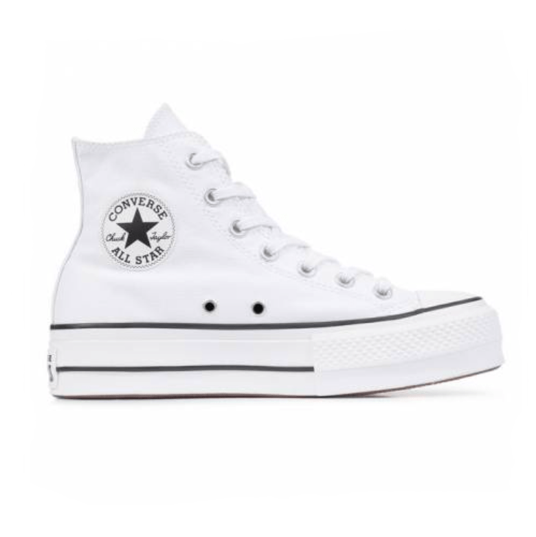 Converse All Blancas Raya Negra Plataforma -