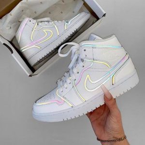 jordan 1 mid iridescent reflective white zalando